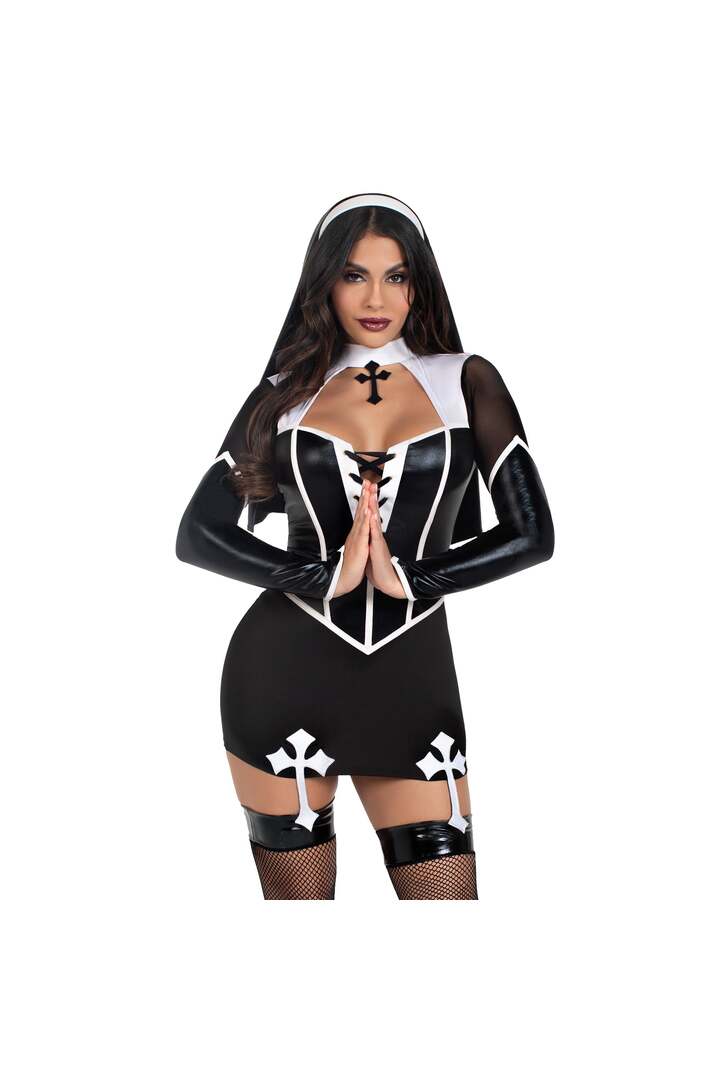 Leg Avenue Holy Hottie Nun Costume Black/White 