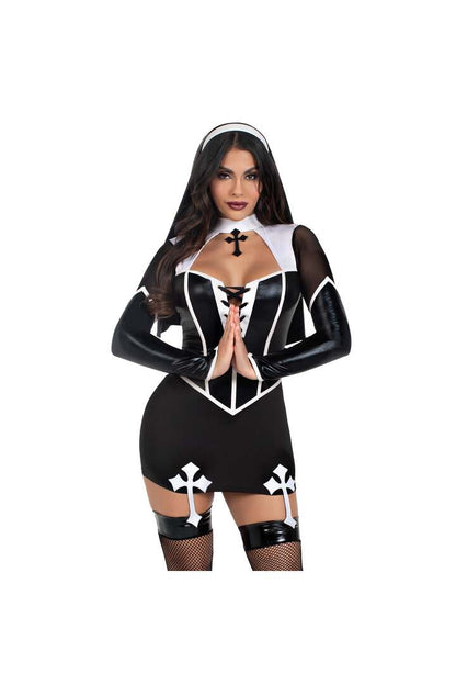 Leg Avenue Holy Hottie Nun Costume Black/White 