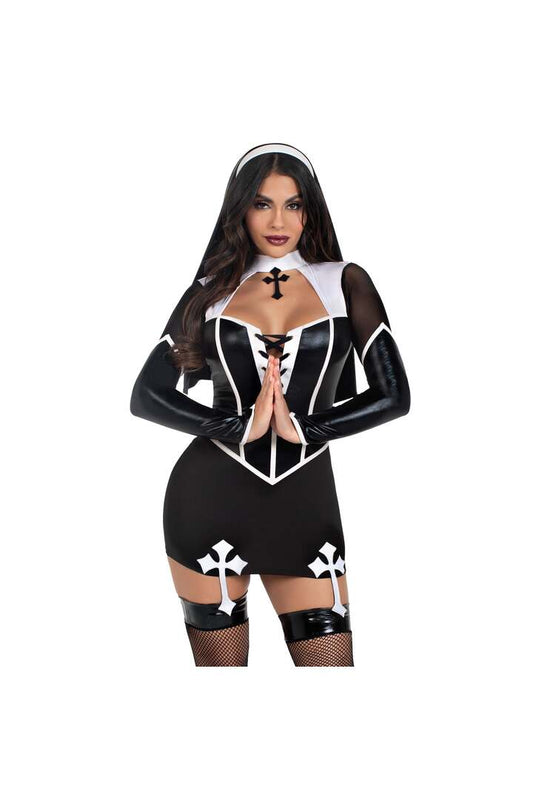 Leg Avenue Holy Hottie Nun Costume Black/White 