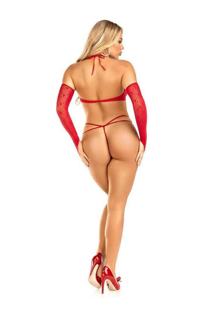 Leg Avenue Hopeless Romantic Bra and Panty Set Red in One Size 5