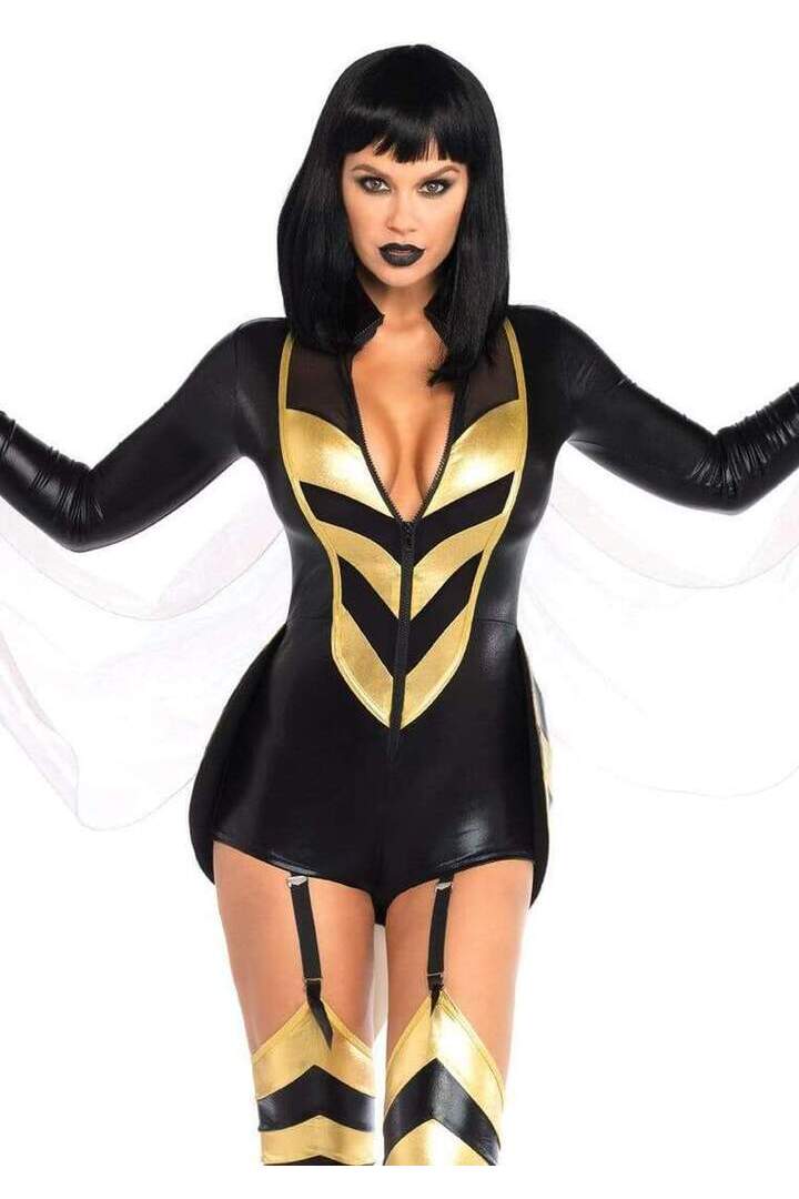 Leg Avenue Hornet Honey Wasp Costume in Black/Gold 