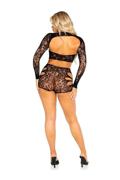 Leg Avenue In the Groove Lace Bodysuit Black in One Size 5