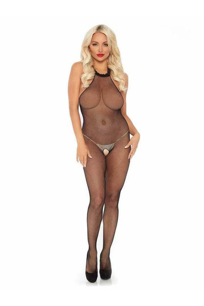Leg Avenue Its Fate Fishnet Halter Bodystocking in One Size 3