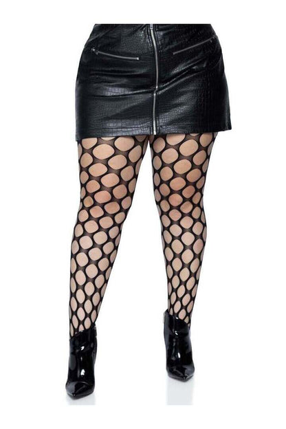 Leg Avenue Ivy Plus Pothole Net Tights Black in 1X/2X 