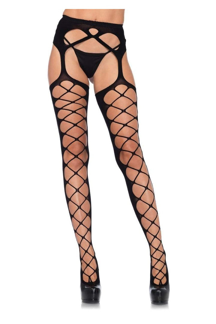 Leg Avenue June Stockings with Garter Belt Black in One Size 