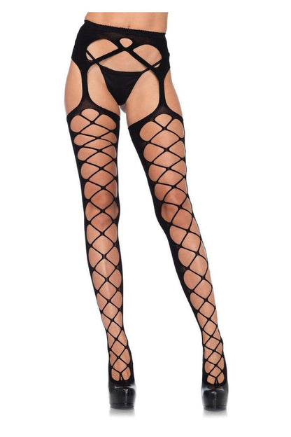 Leg Avenue June Stockings with Garter Belt Black in One Size 