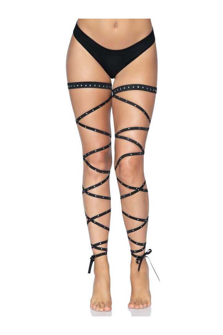 Leg Avenue Kaia Rhinestone Leg Wraps Black in One Size 3