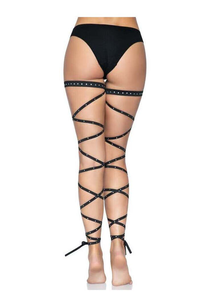 Leg Avenue Kaia Rhinestone Leg Wraps Black in One Size 4