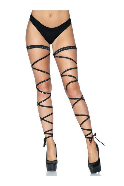 Leg Avenue Kaia Rhinestone Leg Wraps Black in One Size 