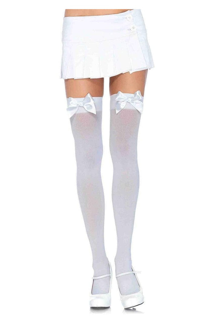 Leg Avenue Kay Plus Satin Bow Thigh Highs in Queen Size  3
