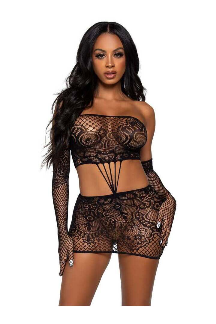 Leg Avenue Kiss Me More Lace Dress Set in One Size 6