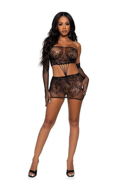 Leg Avenue Kiss Me More Lace Dress Set in One Size 9