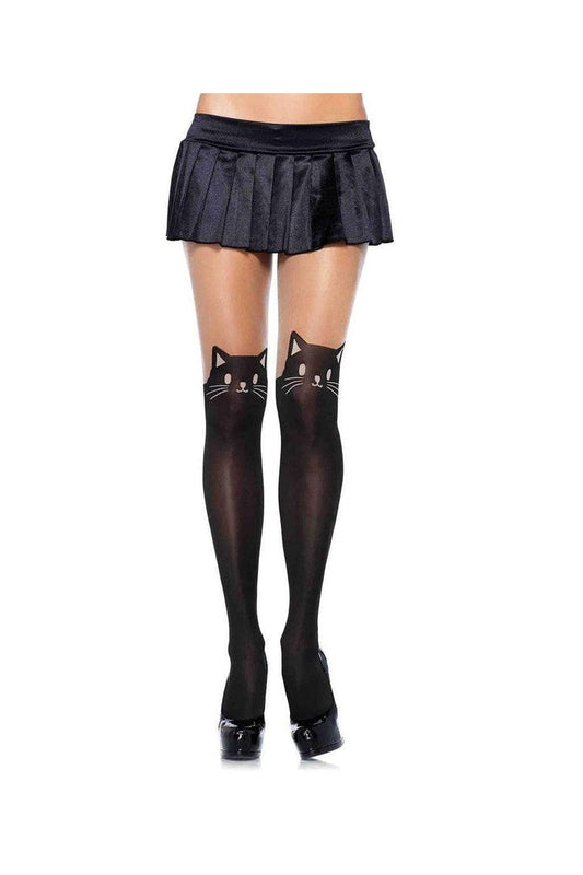 Leg Avenue Kura Black Cat Tights Black/Nude in One Size 