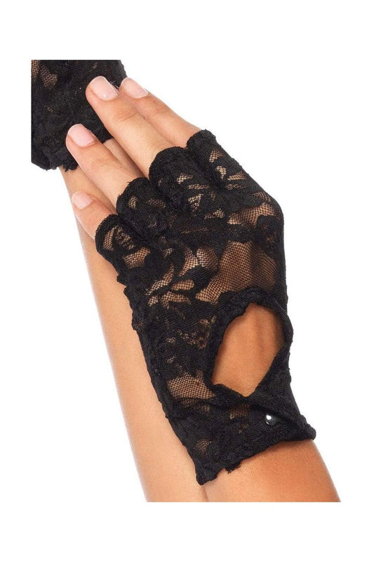 Leg Avenue Lace Keyhole Fingerless Gloves Black in One Size  1