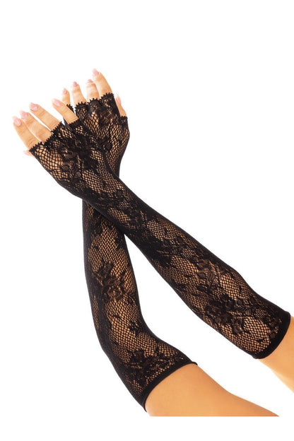 Leg Avenue Lace Opera Length Fingerless Gloves in One Size 