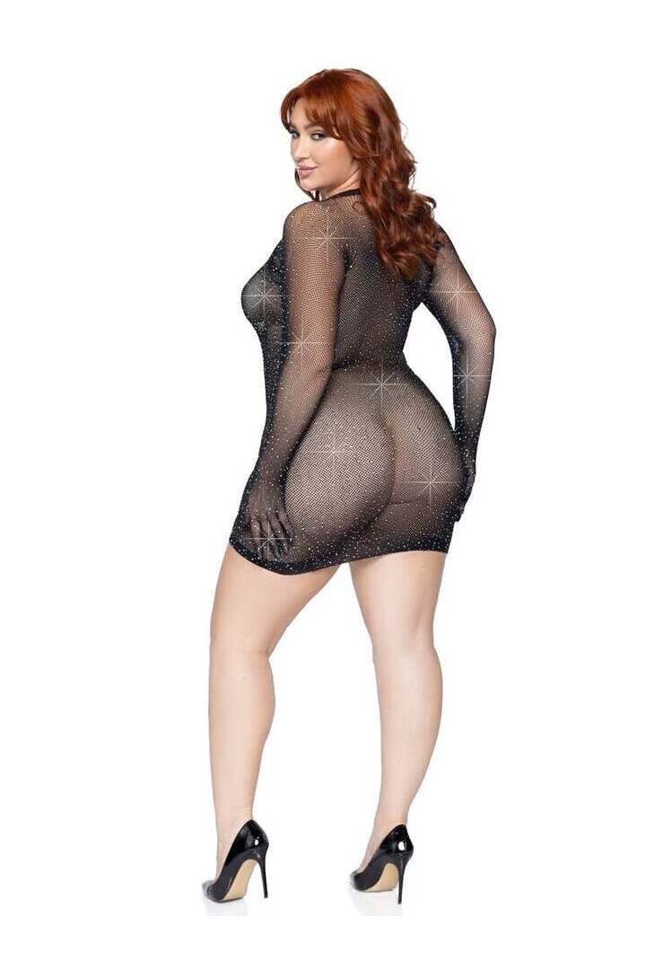 Leg Avenue Late Night Love Plus Gloved Dress Black in 1X/2X 5