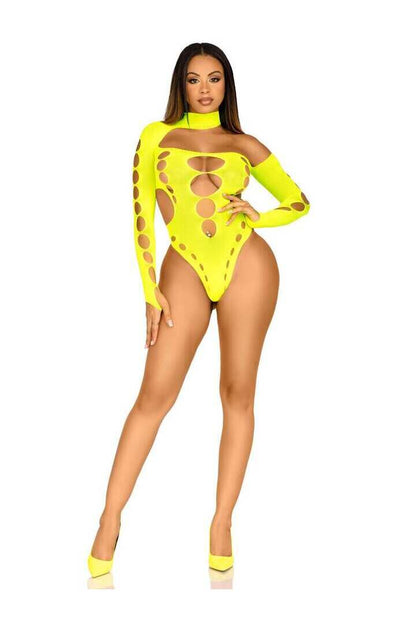Leg Avenue Lead The Way Asymmetrical Bodysuit in One Size 10