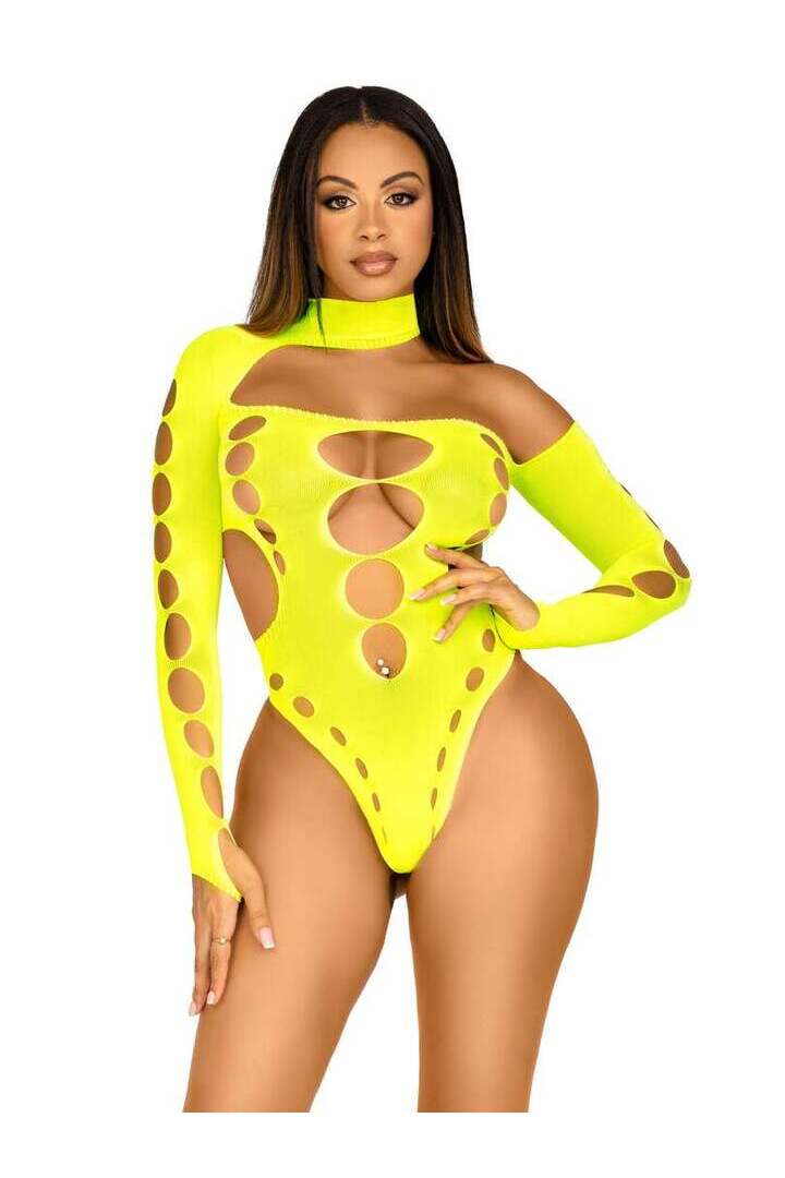 Leg Avenue Lead The Way Asymmetrical Bodysuit in One Size 6