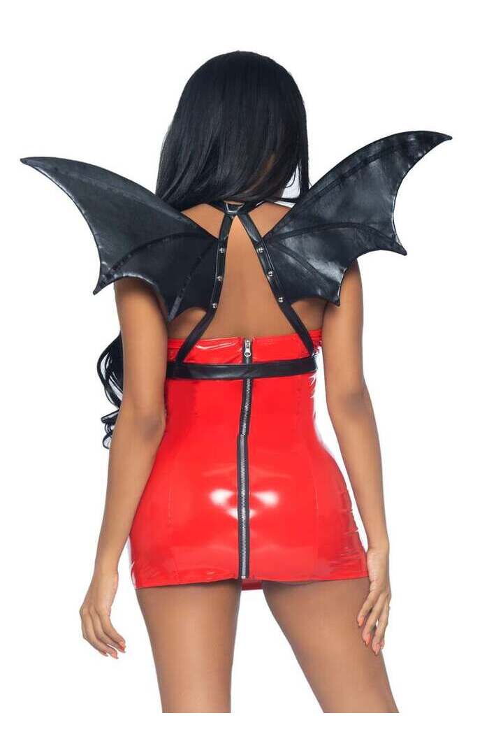 Leg Avenue Leather Bat Wing Body Harness Black in One Size 1