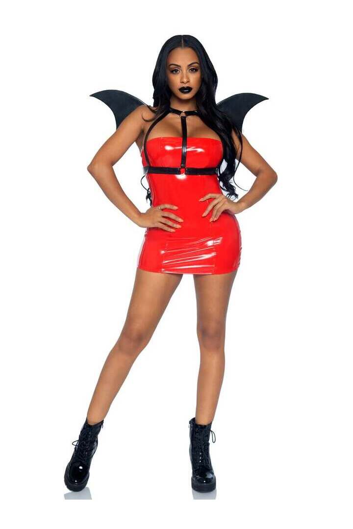 Leg Avenue Leather Bat Wing Body Harness Black in One Size 2