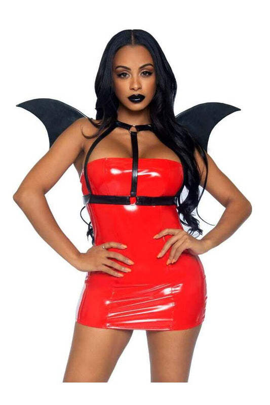 Leg Avenue Leather Bat Wing Body Harness Black in One Size 