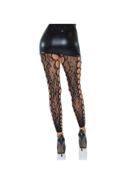 Leg Avenue Lexi Leopard Footless Tights Black in One Size  2