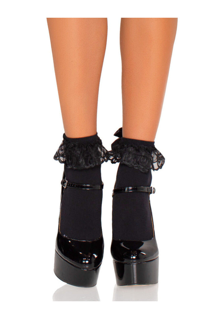 Leg Avenue Lola Ruffle Bow Ankle Socks in One Size 2