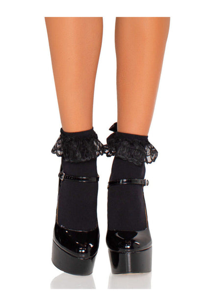 Leg Avenue Lola Ruffle Bow Ankle Socks in One Size 2