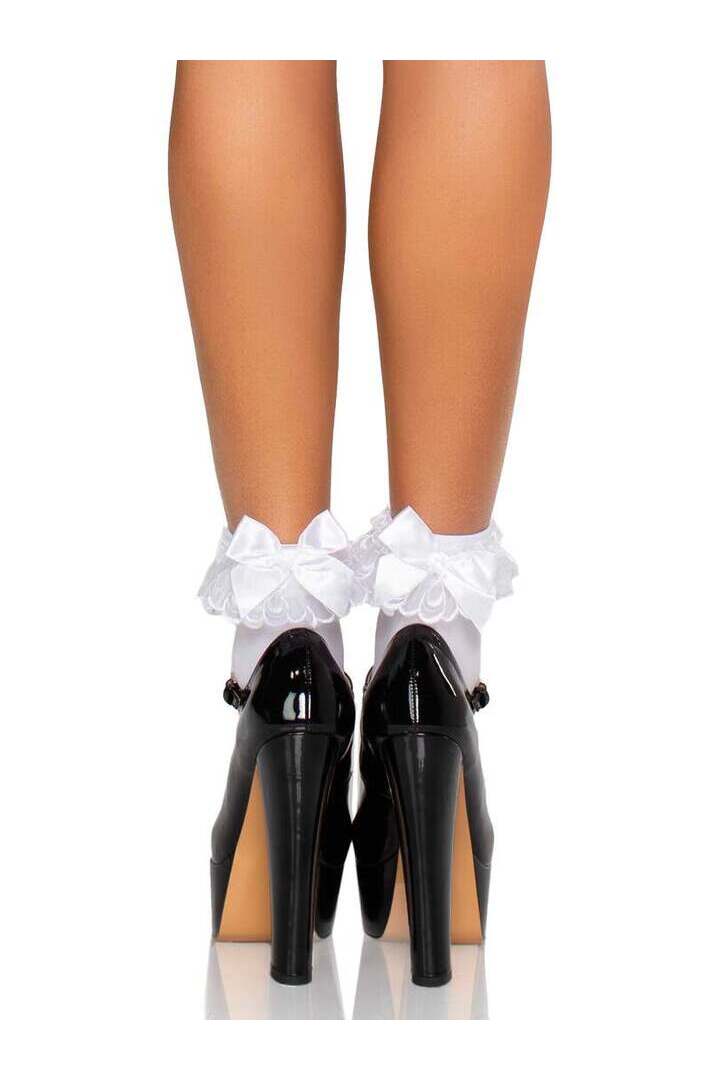Leg Avenue Lola Ruffle Bow Ankle Socks in One Size 6