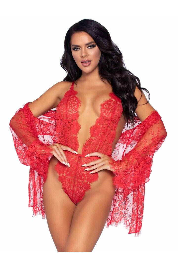 Leg Avenue Love Affair Lace Robe & Teddy Set 10