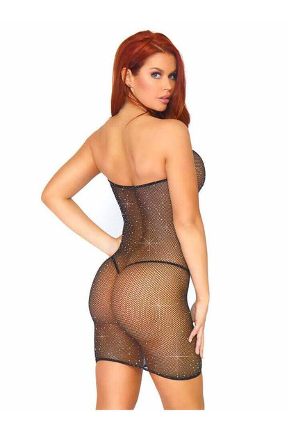 Leg Avenue Love Games Rhinestone Tube Dress Black in One Size 3