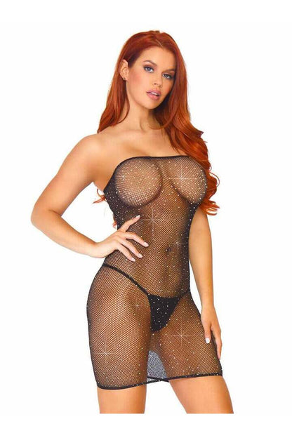 Leg Avenue Love Games Rhinestone Tube Dress Black in One Size 