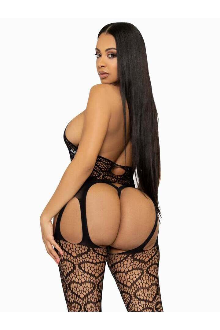 Leg Avenue Love Hangover Heart Net Bodystocking in One Size 1