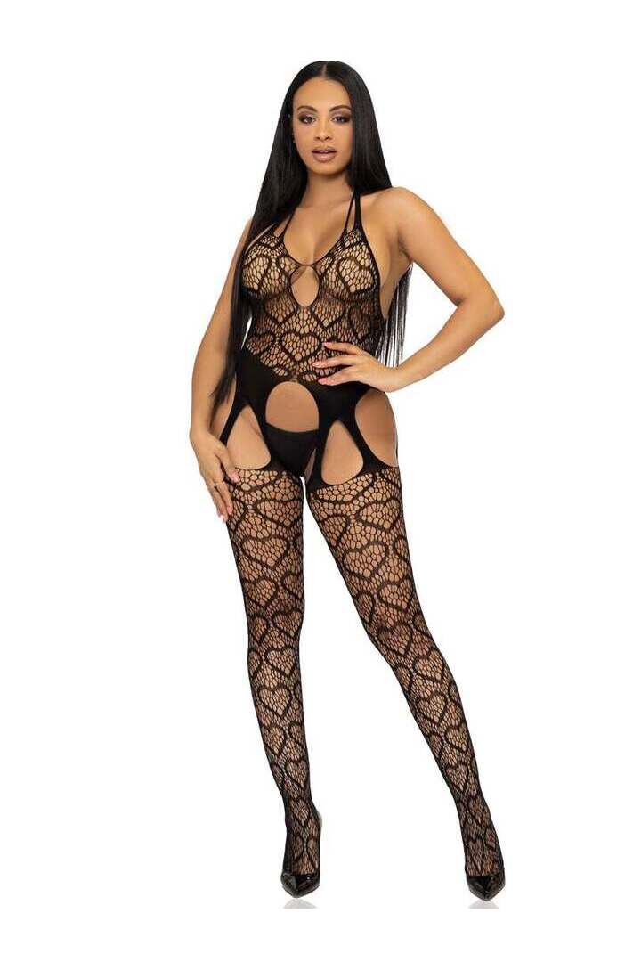Leg Avenue Love Hangover Heart Net Bodystocking in One Size 3