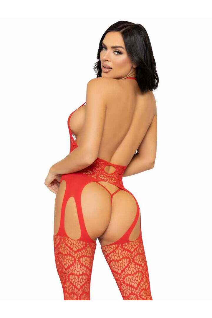 Leg Avenue Love Hangover Heart Net Bodystocking in One Size 6
