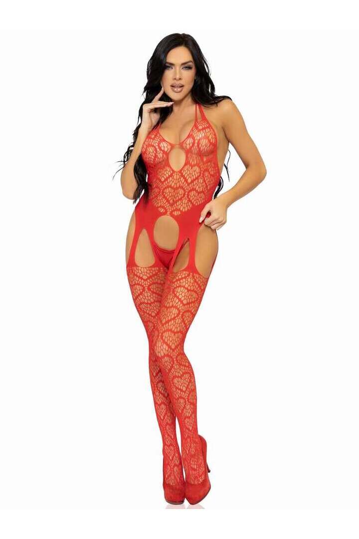 Leg Avenue Love Hangover Heart Net Bodystocking in One Size 8