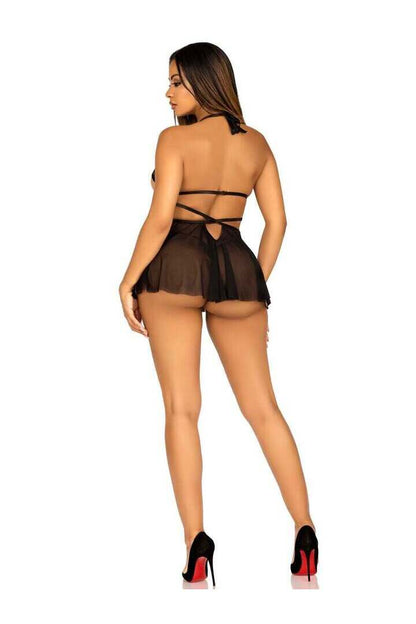 Leg Avenue Love Language Open Cup Babydoll in Black 5