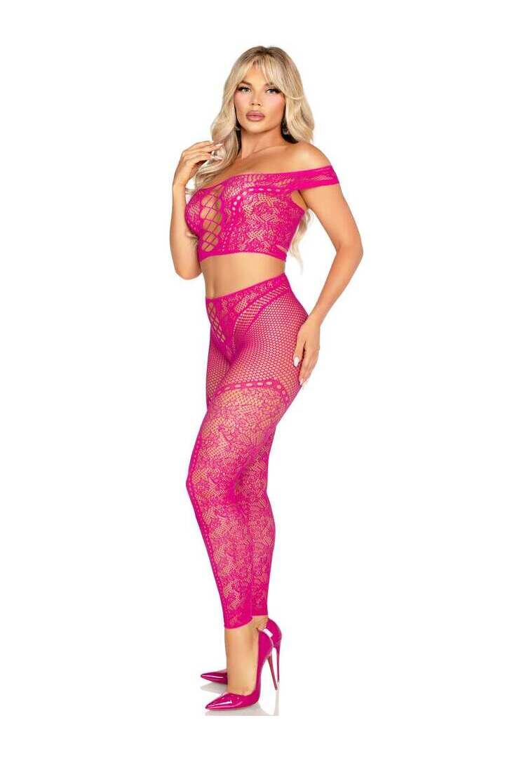 Leg Avenue Love Me Tonight Crop Top and Leggings Set in One Size 10