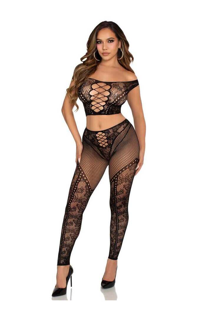 Leg Avenue Love Me Tonight Crop Top and Leggings Set in One Size 3