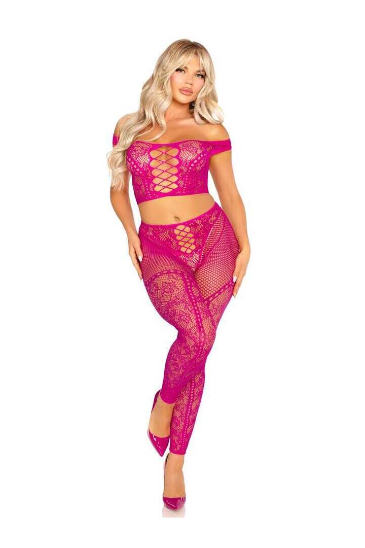 Leg Avenue Love Me Tonight Crop Top and Leggings Set in One Size 8