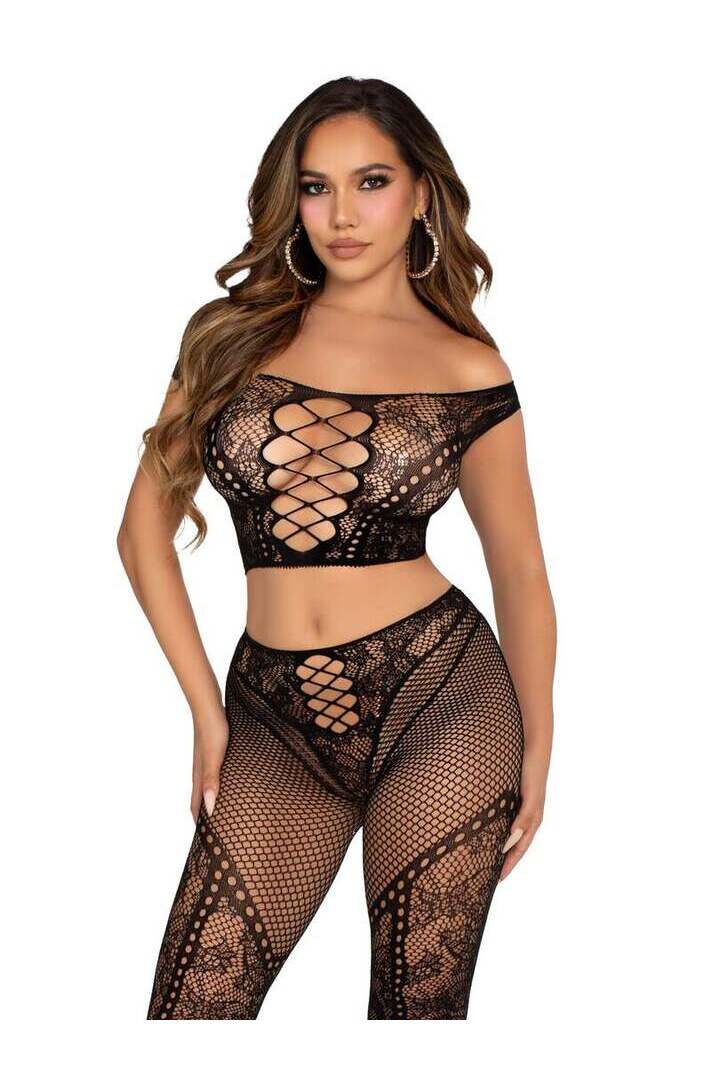 Leg Avenue Love Me Tonight Crop Top and Leggings Set in One Size 