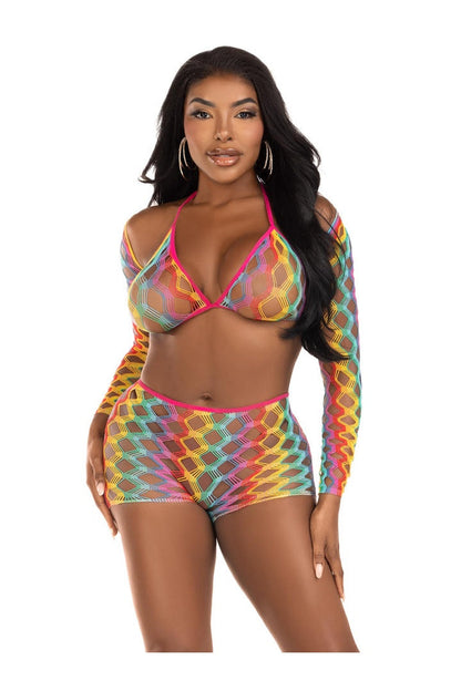 Leg Avenue Lucky One Bra and Boy Shorts Set Multicolor in One Size 