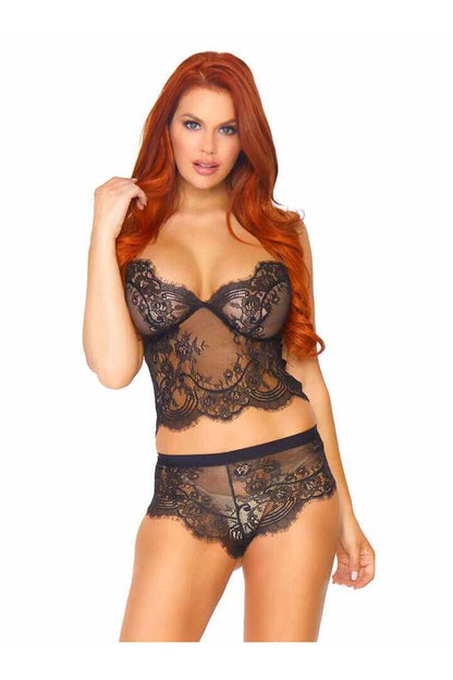 Leg Avenue Main Attraction Lace Cami Set Black 