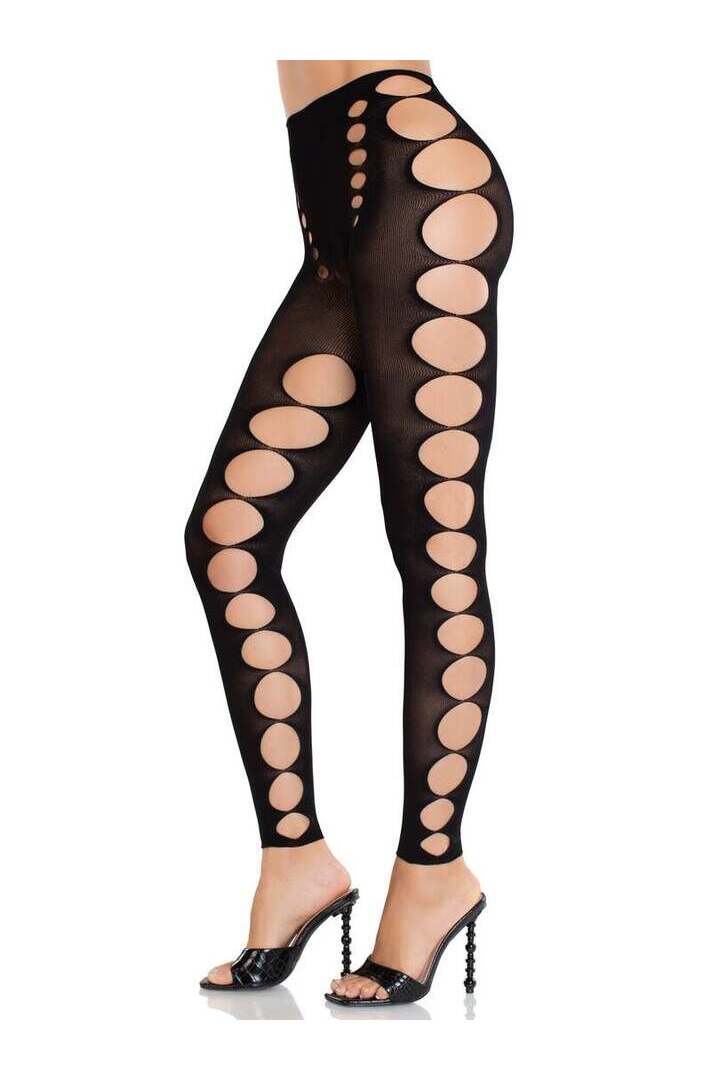 Leg Avenue Maris Cut-Out Footless Tights Black in One Size 2