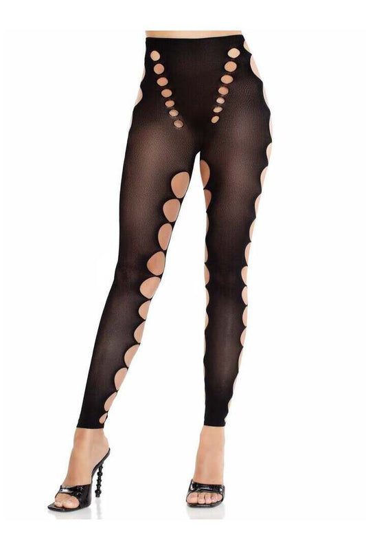 Leg Avenue Maris Cut-Out Footless Tights Black in One Size 