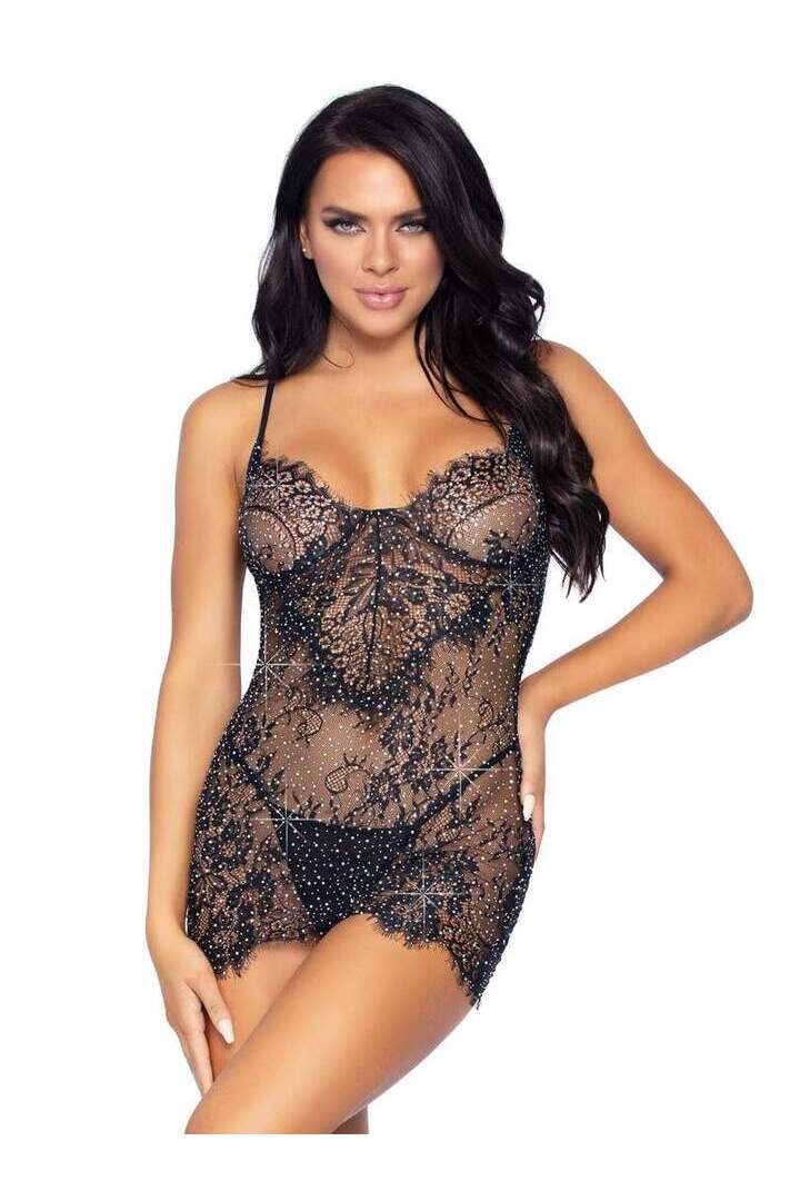 Leg Avenue Meant To Be Lace Dress Set in Black 3