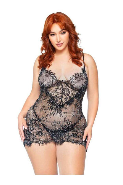 Leg Avenue Meant To Be Plus Lace Dress Set Black in 1X/2X 2