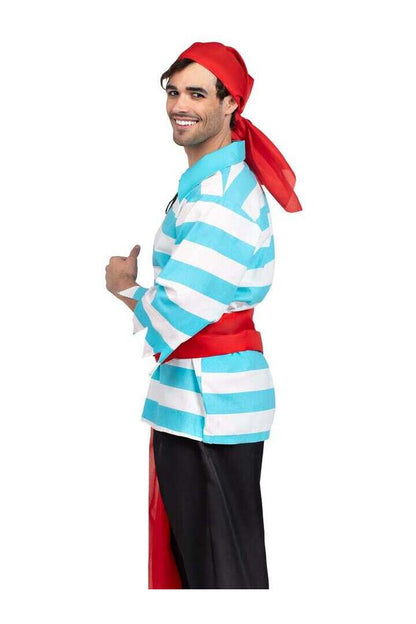 Leg Avenue Men's 4 PC Pillaging Pirate Costume in Blue/White 3