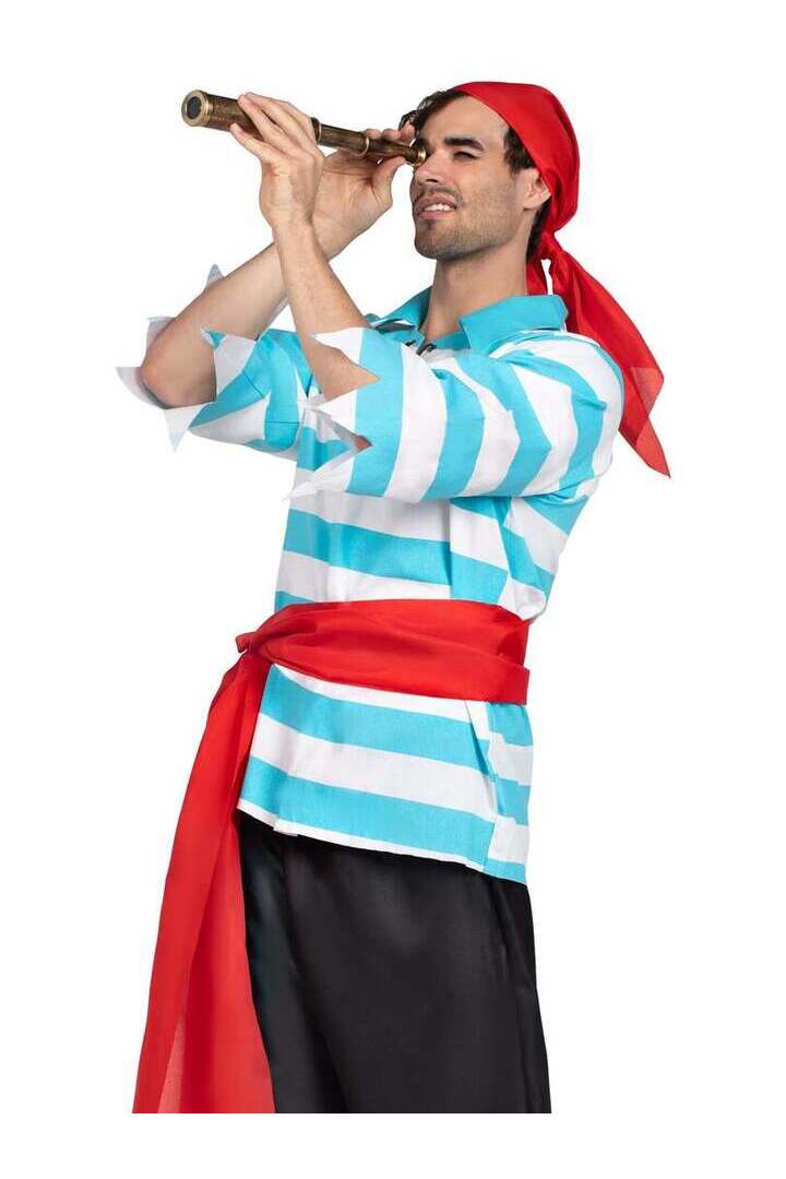 Leg Avenue Men's 4 PC Pillaging Pirate Costume in Blue/White 4