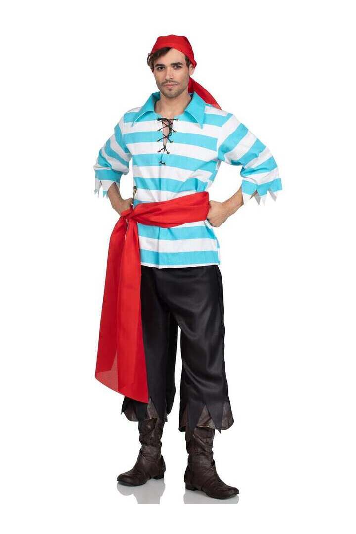 Leg Avenue Men's 4 PC Pillaging Pirate Costume in Blue/White 6